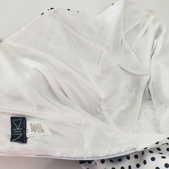 Niki Livas Pin Up Fit Flare Dress Polka Dot Ruched Bandeau Sash Strapless White - Picture 9 of 11